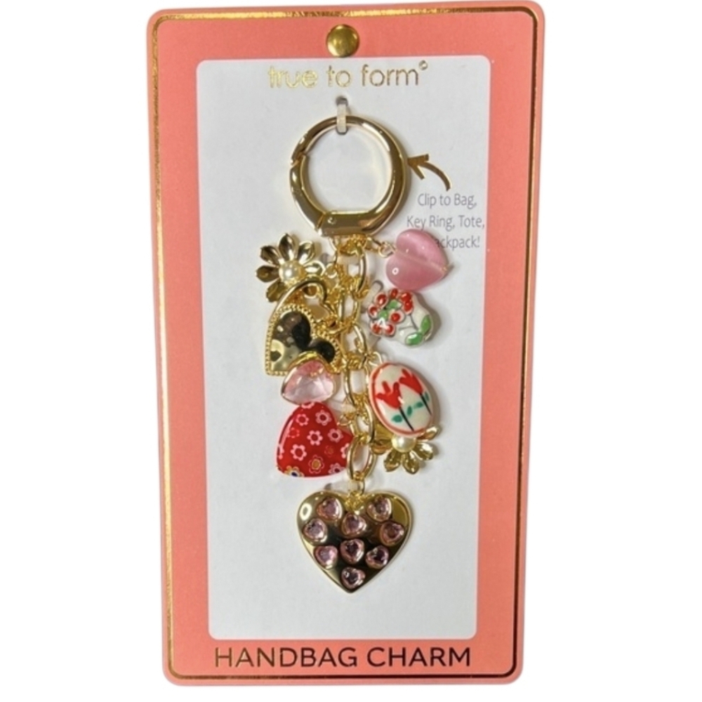 ❤️▪️True To Form ▪️ Gold and Pink Heart Charm Key Holder